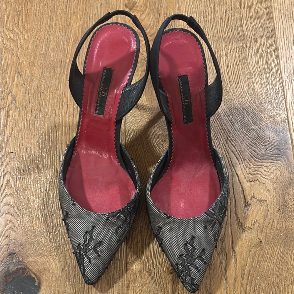 Elegant Black and Red Women's Slingback Heels